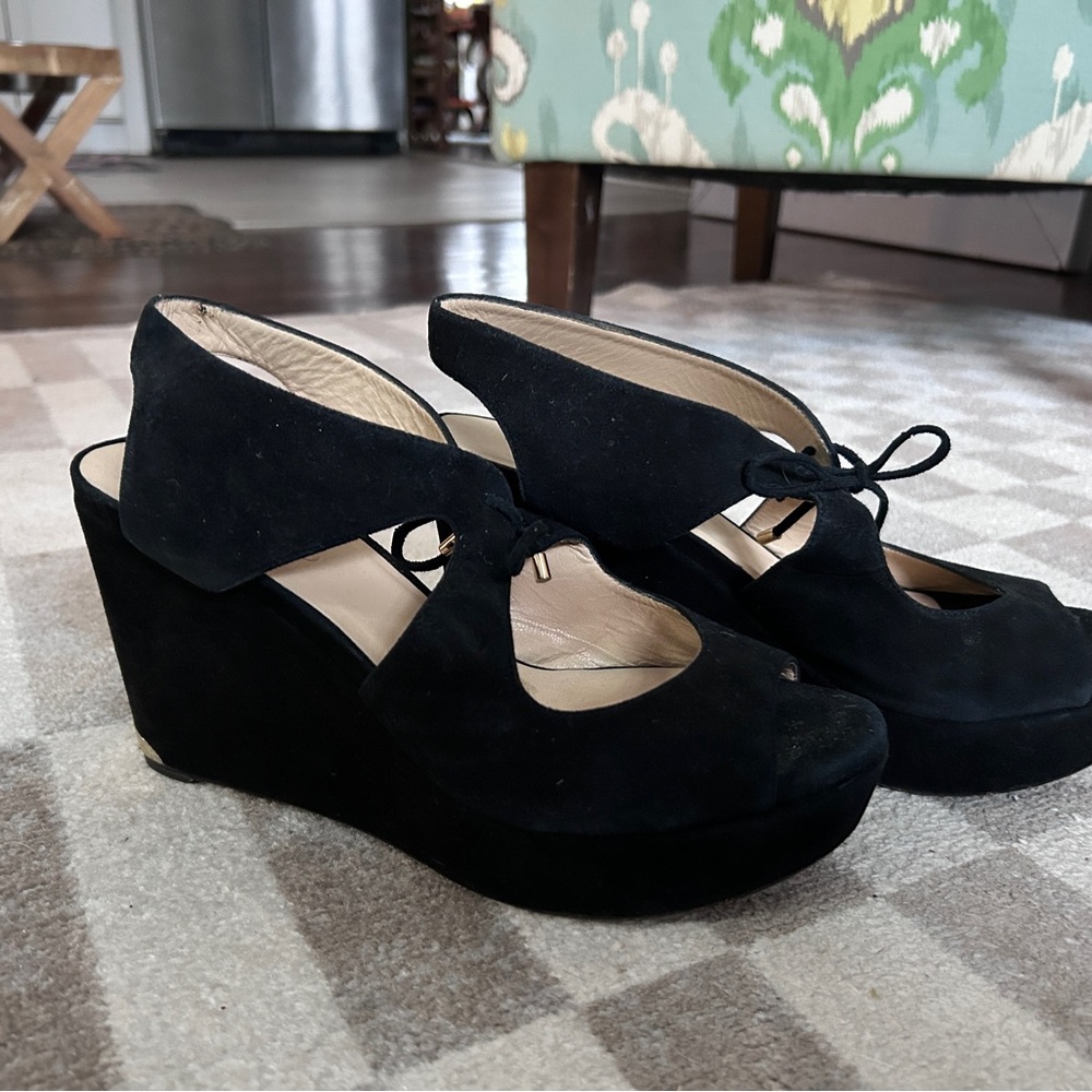 JIMMY CHOO Black Suede Wedges